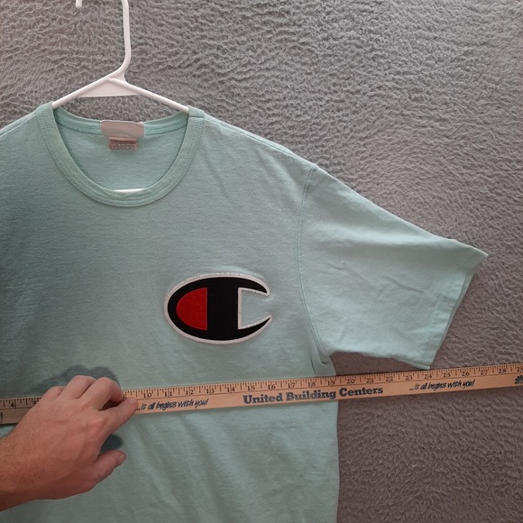 Vintage Champion Shirt Adult Large Blue Big Logo Y2K 2000s Sports Retro Tee - Picture 3 of 10